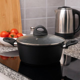 Forgecross 22cm Non-Stick Aluminium Casserole Pot (Black)
