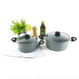 2 Pcs Forged Carbon Steel Marble Grey Non-Stick Casserole Pot