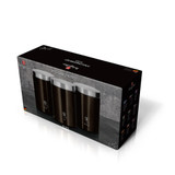 3 Pcs Shiny Black Stainless Steel Cannister Set with Airtight Lids