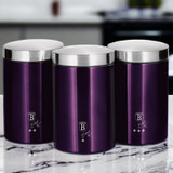 3 Pcs Purple Eclipse Stainless Steel Cannister Set with Airtight Lids