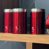 Berlinger Haus Red Metal Stainless Steel Bread Bin with 3 Pcs Container Tin