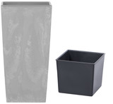 URBI 26.5cm Concrete Effect Square Planter with Internal Insert