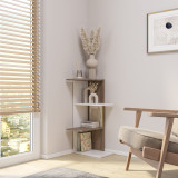 White 3-Tier Corner Bookcase & Shelving Unit