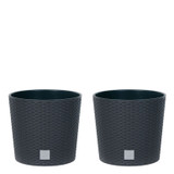 40cm Rato Round Low Rattan Planters -1-2 Pack