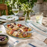 2.9L Oval Glass Casserole Dish with Lid