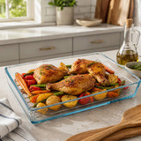Rectangular Glass Oven Dish Tray W/ Metal Grate