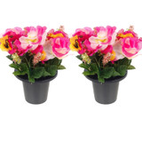 Artificial Silk Flower Grave Pot Memorial Arrangement