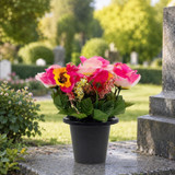 Artificial Silk Flower Grave Pot Memorial Arrangement