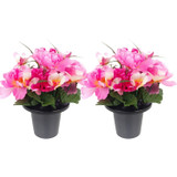 Artificial Silk Flower Grave Pot Memorial Arrangement