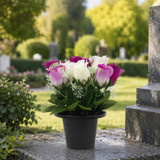 Artificial Silk Flower Grave Pot Memorial Arrangement