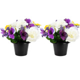 Artificial Silk Flower Grave Pot Memorial Arrangement