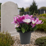 Artificial Silk Flower Grave Pot Memorial Arrangement