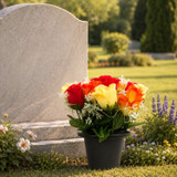 Artificial Silk Flower Grave Pot Memorial Arrangement