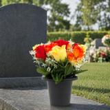 Artificial Silk Flower Grave Pot Memorial Arrangement