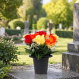 Artificial Silk Flower Grave Pot Memorial Arrangement