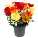 Artificial Silk Flower Grave Pot Memorial Arrangement