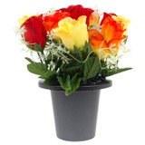Artificial Silk Flower Grave Pot Memorial Arrangement