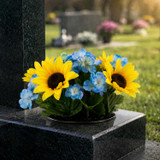 Artificial Silk Flower Grave Pot Memorial Arrangement