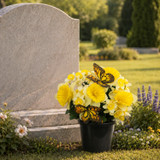 Artificial Silk Flower Grave Pot Memorial Arrangement