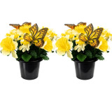 Artificial Silk Flower Grave Pot Memorial Arrangement
