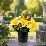 Artificial Silk Flower Grave Pot Memorial Arrangement