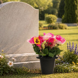 Artificial Silk Flower Grave Pot Memorial Arrangement