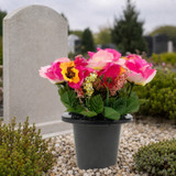 Artificial Silk Flower Grave Pot Memorial Arrangement