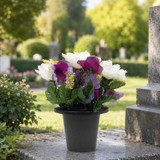 Artificial Silk Flower Grave Pot Memorial Arrangement