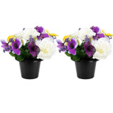 Artificial Silk Flower Grave Pot Memorial Arrangement