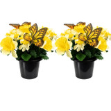 Artificial Silk Flower Grave Pot Memorial Arrangement