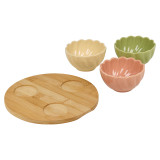 Ceramic Bowl Set Flower Shape Pastel