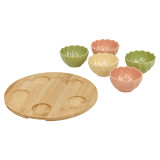 Ceramic Bowl Set Flower Shape Pastel