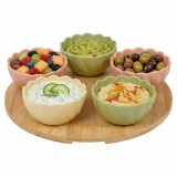 Ceramic Bowl Set Flower Shape Pastel