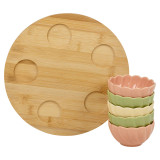 Ceramic Bowl Set Flower Shape Pastel