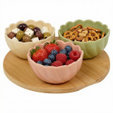 Ceramic Bowl Set Flower Shape Pastel