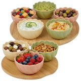 Ceramic Bowl Set Flower Shape Pastel