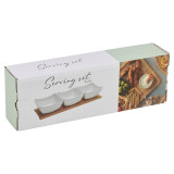 4pc Porcelain Dip Bowls Set Bamboo Tray