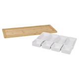 Bamboo Serving Tray 8 Ceramic Bowls Party Set