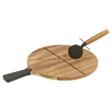 Acacia Wood Pizza Board Set With Cutter