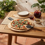 Acacia Wood Pizza Board Set With Cutter
