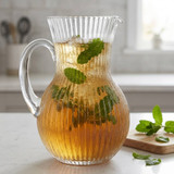 1.5L Vintage Ribbed Clear Glass Pitcher