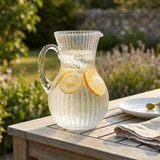 1.5L Vintage Ribbed Clear Glass Pitcher