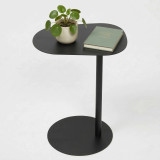 Oblong Metal Side Table Modern Pedestal