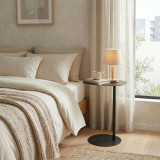 Oblong Metal Side Table Modern Pedestal