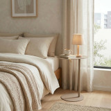 Oblong Metal Side Table Modern Pedestal