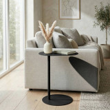 Oblong Metal Side Table Modern Pedestal
