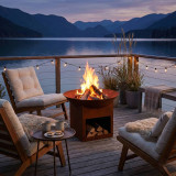 57cm Cast Iron Fire Bowl On Base