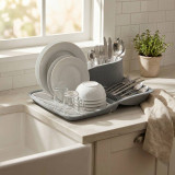 Grey Large Dish Holder Drainer Rack