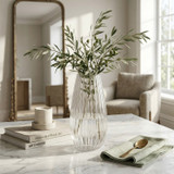 Tall Fluted Clear Glass Flower Vase