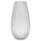 Tall Fluted Clear Glass Flower Vase